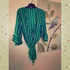 Green white lines blouse